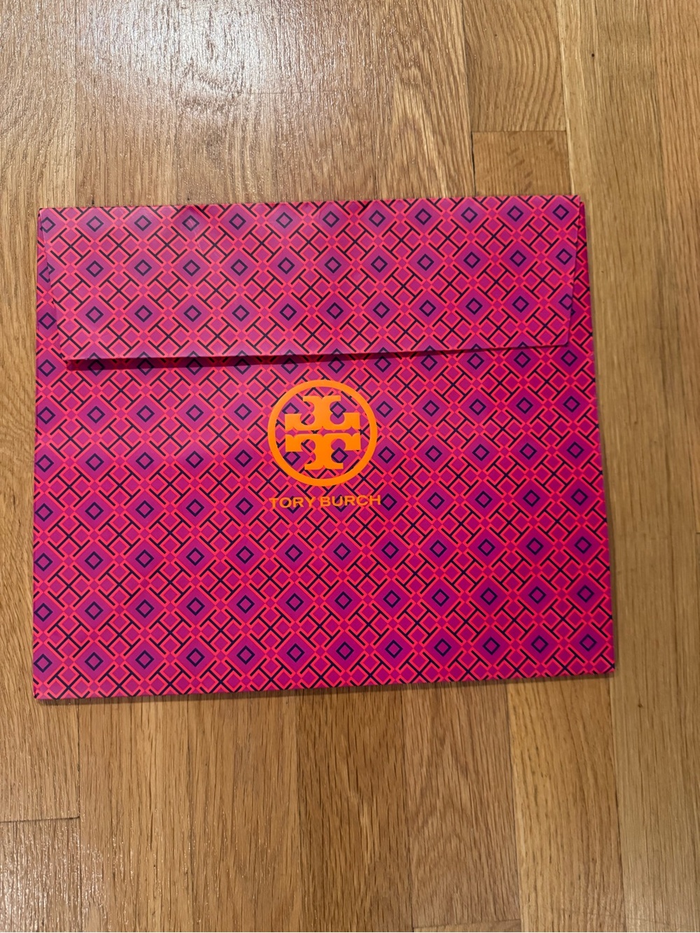 Tory Burch Pink and Orange Logo Patterned Envelope Pouch